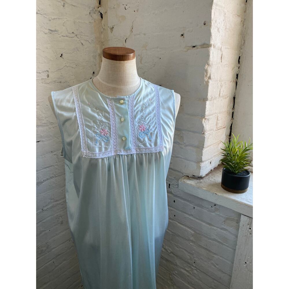 Vintage Slip Dress Lace Embroidered Floral Babydoll Romantic Coquette Nightie L - Picture 2 of 11